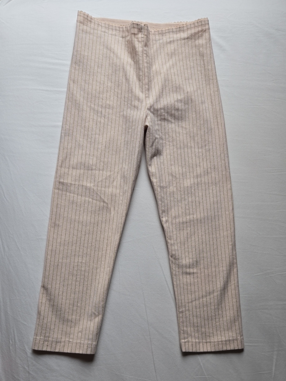 Tea Collection Girls' Ballet Pink/Gold Metallic Striped Capri  Leggings, Size 12